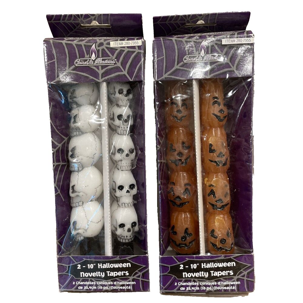 Vintage Candle Illusions Halloween Novelty Toppers Skulls Jack-O-Lanterns Y2K